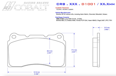 Cobalt brake pad for C7 Corvette Z07 with Girodisc rotor conversion CRB.XR1.D1001 Image